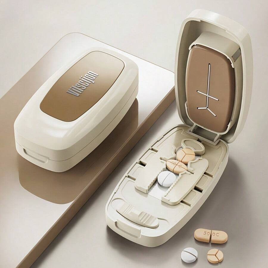 Stainless Steel Pill Cutter, Rectangular Pill Splitter, Can Cut Into Multiple Sizes, Meets Daily Medication Needs, Suitable For Carrying And Traveling