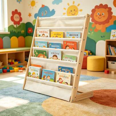 7-Tier Bookshelves, Display Type Bookshelves, Cultivate Good Reading And Storage Habits For Babies, Can Be Used To Store Picture Books, Picture Books, Newspapers