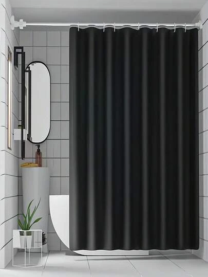 1 chiếc rèm tắm màu đen trơn tối giản, rèm ngăn phòng tắm chất lượng cao, chất liệu nhựa bền, dễ vệ sinh, phù hợp với phòng tắm hiện đại, rèm tắm dùng cho phòng tắm, chất liệu tiện lợi có thể giặt được.