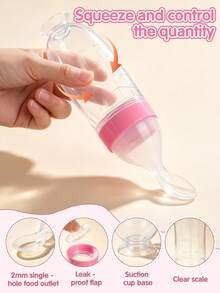 4 Peças Garrafa De Alimentação De Silicone Para Bebê, Conjunto De Alimentador De Chupeta E Vegetais / Frutas Para Bebê E Infante - Rosa - Ver 7