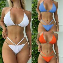 Nuevo bikini de cadena con forma de corazón, sexy y divertido. - Rojo anaranjado - Ver 2