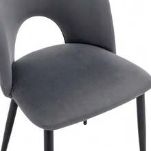 Dining Chair (Set Of 2), Designer Upholstered Chair With Backrest, Velvet Seat, Metal Frame, Adjustable Feet, Diamond Pattern On The Backrest, Grey - 灰色2 - 查看 8