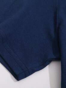 Camiseta con estampado de letras para mujer, camiseta de manga corta con cuello redondo suelto para el verano, barata y asequible - azul real - Ver 2