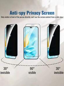 3Pcs Anti Spy Tempered Glass Film Screen Protector Compatible With Huawei P30 Nova 11 10 9 SE /Honor X6A X6B X8 X9 Anti Peeping Explosion-Proof Scratch Resistant 9H Hardness Easy To Stick Office/Subway Privacy Protection Compatible With Phone Case Bubble Free Automatic Adsorption Protection Film Does Not Support Fingerprint Recognition - Black - View 5