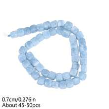1 chuỗi hạt đá Aquamarine tự nhiên hình vuông 7mm, dạng rời, dùng để làm trang sức thủ công, vòng tay, dây chuyền. - Màu xanh nhạt - Xem 9
