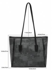 2025 New Casual Large Capacity Diamond Pattern Solid Color Bow Tote Bag, Minimalist Fashion Handbag - Black - View 4