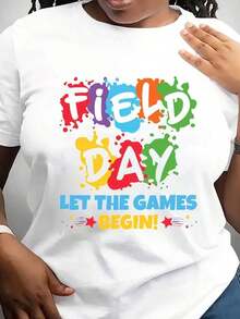 Camiseta "Que Comiencen los Juegos" para el Día del Campo, Camisetas para el Día del Campo en las escuelas, Vacaciones de Día del Campo, Camiseta para el Día de Juegos Escolares, Ambiente de Día del Campo, Regalos para el Día del Campo - Blanco - Ver 6