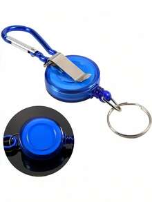 1/2pcs Retractable Steel Wire Rope Keychain Spring Clip Quick Hook Outdoor Steel Wire Rope Keychain Rebound ID Card Holder Multi-Function Tool - Multicolor - View 6