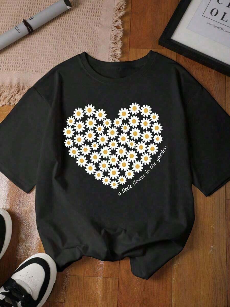 Ms. Shima T-Shirt - Soft And Breathable, Suitable For Spring, Summer And Autumn, Casual Style, Ideal For Holidays And Daily Wear - Regular Fit Printed Clothing Designed Specifically For Women. - 黑色 - 查看 1