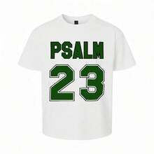 Camiseta Premium de Jersey para Mujer con Estampado del Salmo 23 - Algodón, Casual, Manga Corta, Cuello Redondo, con Letras Verdes Intensas, Tela Suave y Transpirable, Ideal para Fiestas y Regalos, Tallas S-5XL - Blanco - Ver 2