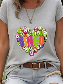 Camiseta de Verano Premium para Mujer con Estampado de Bingo Love - Camiseta de Manga Corta Casual para Verano, Corte Estándar, Diseño Colorido de Juego de Bingo (Lavable a Máquina) Adecuada para Atuendos Casuales y Noches de Bingo - Ropa de Mujer Tricolor Comfort1 - Blanco - Ver 8