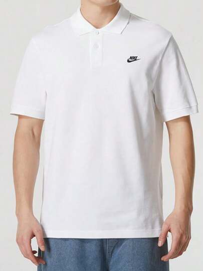  Nike Club 套頭合身Logo印花運動短袖Polo衫 男款 白色