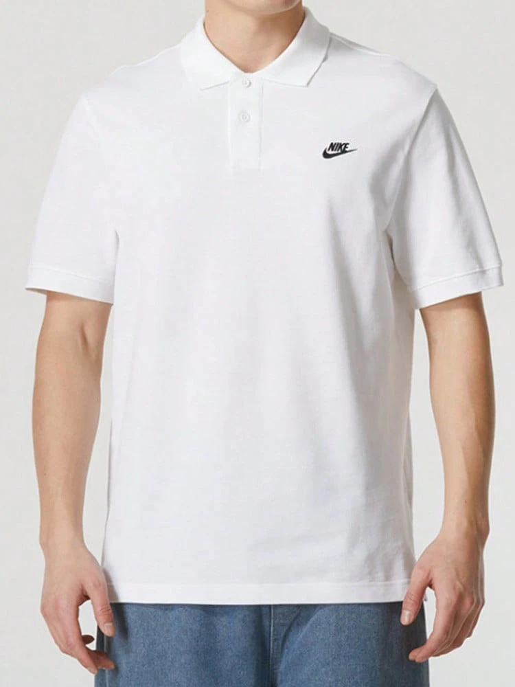 Nike Club 套頭合身Logo印花運動短袖Polo衫 男款 白色 - 白色 - 查看 1