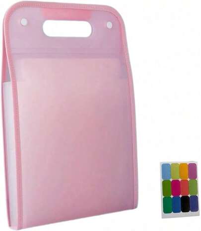 Translucent Vertical Accordion File Folder,13 Pockets Expanding File Organize With Labels,A4 Letter Size Document Receipt Organizer Accordion Filing Folder For School, Home,Office. (Pink)