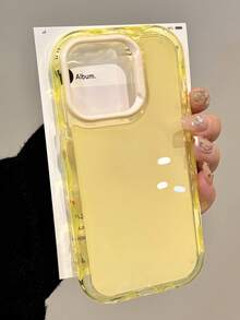 Cute Jelly Candy Color Shockproof Lens Protection Phone Case Compatible With IPhone 17 Pro Max 16 15 14 Pro Max 13 Pro Max 14 15 16 13 17 Simple Solid Color Bumper Cover - Yellow - View 6