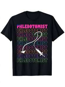 Camiseta de Frotis con Texto de Arcoíris - Regalo de Frotomía Tecnológico con Diseño de Tubo de Sangre y Nube de Palabras de Frotomía - Camiseta Unisex Negra de Manga Corta con Cuello Redondo para Técnicos de Laboratorio, Trabajadores de la Salud (Ropa Cómoda para Todas las Estaciones), Ropa Profesional - Negro - Ver 1