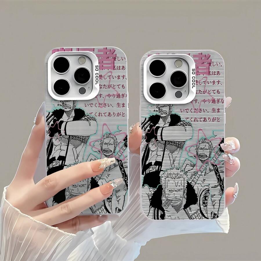 Tema de amor de Roronoa Zoro en monocromo rosafunda de teléfono Fundas compatibles con ,Apple,VIVO,OPPO,,, y Honor.Fabricadas en silicona TPU,ofrecen protección contra golpes y caídas.regalos para mamá - Blanco - Ver 1
