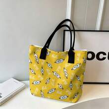Miniso Túi tote vải canvas in hình Minions Bello, màu vàng tươi sáng, thích hợp sử dụng hàng ngày. - màu đen - Xem 7