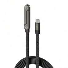 Kabel Data Pengisian Cepat 240W dengan Dudukan Ponsel. Dilengkapi Desain Colokan Sudut 90°, Rotasi 360°, Penyesuaian Multi-Sudut, dan Kabel Jalinan. Dirancang khusus untuk bermain game, cocok untuk iPhone 17 Series dan Tablet, mendukung pengisian daya game berkecepatan tinggi. Hadiah Paskah yang ideal untuk teman. - Hitam - View 9