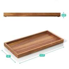 ALELION Bandeja de cambiador de baño de 11.7 pulgadas para mostrador, bandeja decorativa de madera de acacia para aparadores, joyas, dispensador de jabón para encimera de cocina - Madera de acacia - Ver 7