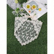 1pc Minimalist Street Style White Lace Floral Tie Neckerchief Summer Hair Accessories Beach Hair Band Women Bandana Vacation Headband - Beige-1 - View 3