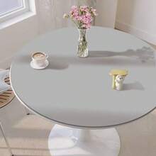 1 pieza Mantel individual redondo de cuero PU de unicolor, protector de mesa impermeable a prueba de aceite resistente al calor y antideslizante, decoración de cocina del hogar estilo minimalista crema - Blanco - Ver 5