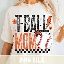 TBall om, Tee Ball om, Béisbol Juvenil om, Diseño de camiseta retro a cuadros naranja con estampado desgastado por sublimación. - Blanco - Ver 2