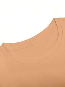 Camiseta estampada de manga corta para verano en talla grande, camisa versátil de manga corta para hombre como capa base. - Caqui - Ver 3