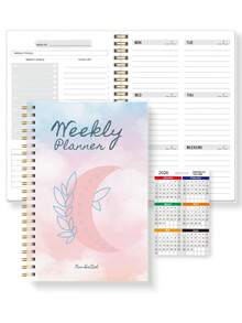 52-Week Daily Weekly Planner Notebook, A5 Minimalist Weekly Planning Journal For Productivity And Daily Organization, Back To School Office Supplies - Pink - View 9