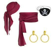 3pcs Caribbean Pirate Captain Costume Accessories Set, Including Pirate Hat & Scarf, Eye Patch, Renaissance Style, Cosplay, Carnival Party, Unisex Pirate Outfit, Beach Party, Performance Props - Multicolor - View 13