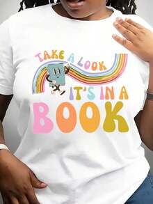 Camiseta estampada con el diseño 'Echa un vistazo, está en un libro' - Blanco - Ver 6