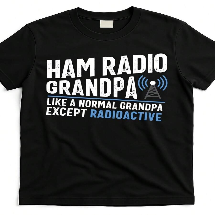 Camiseta unisex de manga corta estampada con dise?o de antena de radioaficionado, ideal para el Día de la Independencia o el Día del Padre. Regalo divertido. 2025. Algodón puro, 220 g. - Negro - Ver 1