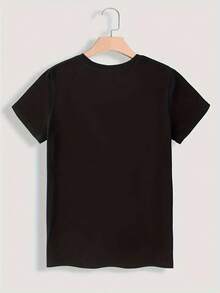 Breast Cancer Awareness T-Shirt With Pink Ribbon And Butterflies, Casual Knit Fabric For Spring/Summer, Medium Stretch, Crew Neck, Polyester - Unisex Adult Top - 黑色 - 查看 2