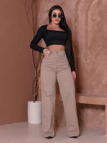 Wide Leg - Mocha Brown - View 6