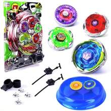 Brinquedo 4 Pião Com Metal Led + 2 Lançador + Arena,Com Led Super Rápida Pronta Para Batalha +Arena Clash de Combate - Azul - Visão 1