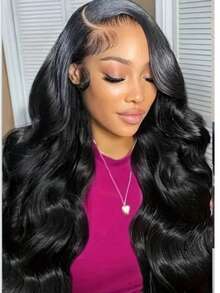 Uveous 250% Density 42Inch 13x6 Lace Front Wigs Human Hair  Body Wave HD Lace Front Wigs Human Hair Pre Plucked Natural Color Glueless Wig  Lace Front Wigs For Women - Natural Black - Xem 8