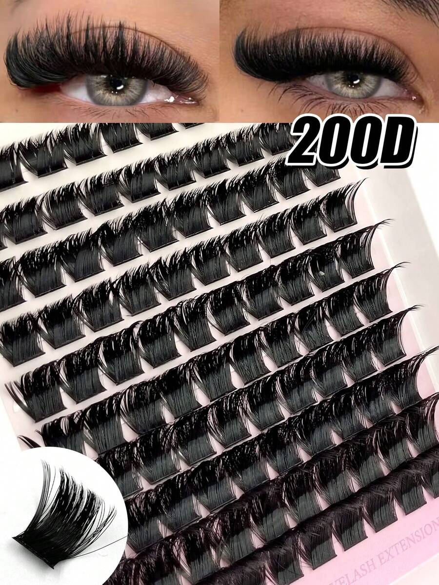 Rikuaild 100pcs 200D D Curl Lashes Volumised Cluster Eyelash 10-18mm Single Cluster Eyelash Extensions Soft & Thick DIY Cluster Eyelash Extension Dramatic Eyelash - D - Xem 1