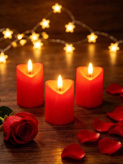 1 pieza Vela electrónica con forma de corazón rojo LED, vela sin llama a batería, decoración para el hogar, sala de estar, boda, Día de San Valentín