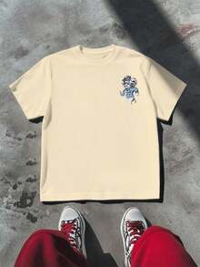 Camiseta Casual UNC Tar Heels con Doble Estampado, 100% Algodón, Diseño de Mascota Azul y Blanco, Camiseta de Manga Corta - Gris - Ver 2