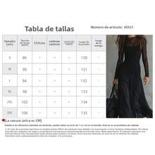 Vestido largo mujer primavera manga larga cintura ajustada elegante sensual estilo europeo moda trendy chic - Negro - Ver 11