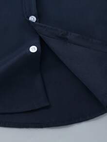2pcs Young Boy Casual Versatile Horse Embroidery Contrast Collar Long Sleeve Shirts - Multicolor - View 6