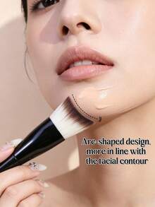1pc Crescent Shaped Powder Brush, Fits Seamlessly Without Absorbing Powder, Suitable For Foundation, BB Cream, Makeup Beginners, Portable Makeup Tool - Multicolor - View 4