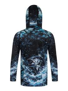 Men's Camo Fishing Hoodie Shirt, UV Protection Long Sleeve Performance Shirt, Quick Dry Breathable Outdoor Sports Top For Summer Adventures Fall - Multicolor - View 3