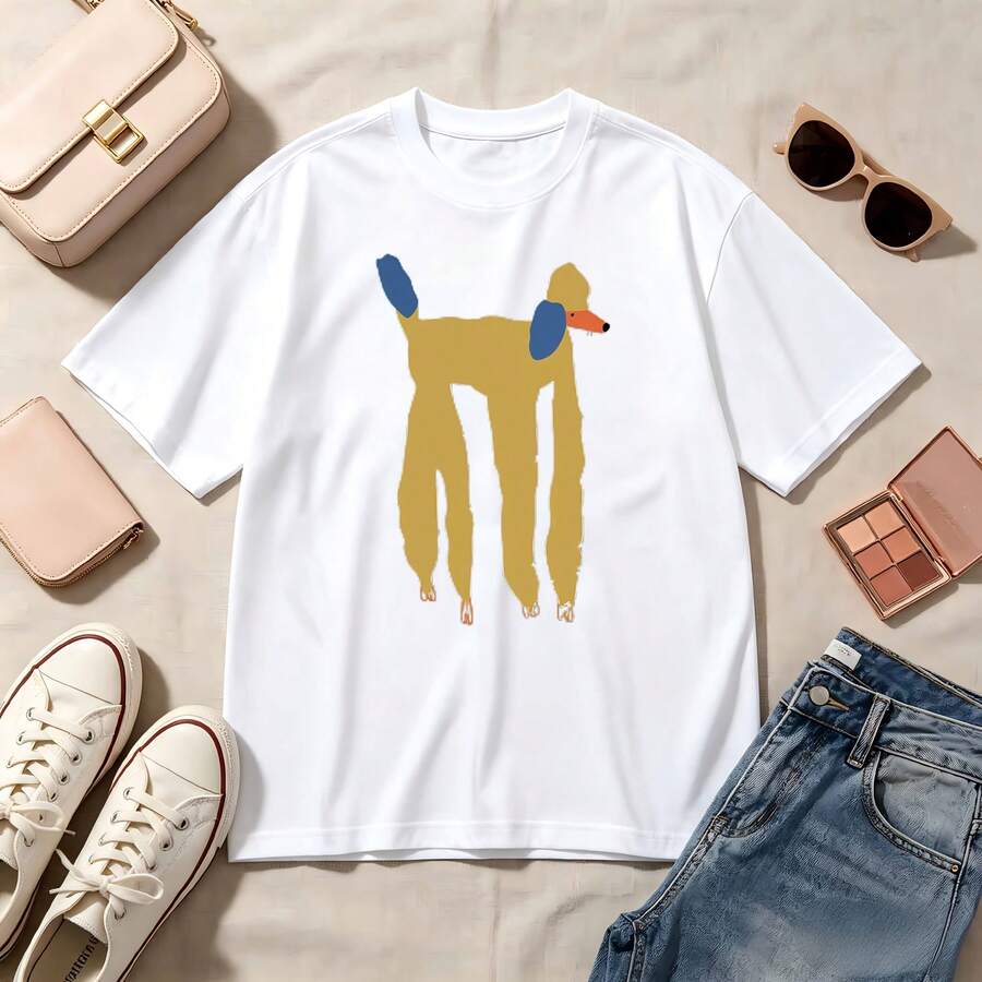 Retro Duck Lover, 100% Cotton, Oversized, Soft Breathable, Casual Crewneck, Short Sleeve Top, Streetwear, Summer Vibes - Blanco - Ver 1