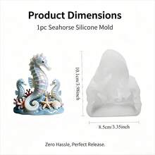 Cubulo 1 pièce Moule en silicone résine hippocampe, moule en résine époxy thème océan, DIY bougie, cire d'aromathérapie, plâtre, savon, moule de moulage d'art en résine, pour la décoration de la maison et l'artisanat - Blanc - Voir 10