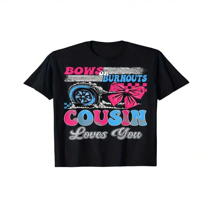 Camiseta exclusiva para fiesta de revelación de género con decoración de quema o lazo "Hermana, te amo" para hombres y mujeres, 2025, manga corta, 220 g, color blanco puro. - Negro - Ver 1