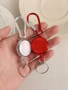 1/2pcs Retractable Steel Wire Rope Keychain Spring Clip Quick Hook Outdoor Steel Wire Rope Keychain Rebound ID Card Holder Multi-Function Tool - Multicolor - View 4