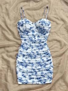 Vestido Floral francés para mujer, moda Primavera Verano, temperamento Sexy, Mini vestidos sin espalda, estilo de vacaciones, falda para la playa con tirantes - Rosa - Ver 2