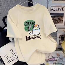 Camiseta con estampado de camisa casual para mujer, manga corta y cuello redondo, moda urbana local de primavera/verano camiseta unisex. 4H38 - Verde Oscuro - Ver 10