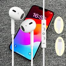 有线耳机，配备 Lightning/Type-C 接口，高清立体声，线控可控制音乐、游戏和通话，兼容 17/16/15/14/13/12/11/XR/XS/X/8/7/SE/Pro/Pro Max、Galaxy S24/S23/S22、CarPlay 和 Pixel - 灰色 - 查看 2